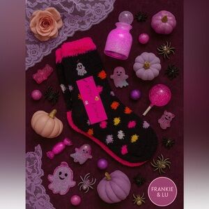 Betsey Johnson Halloween Cozy Fuzzy Socks 3-Pack Ghost & Candy Print NWT Sz 9-11